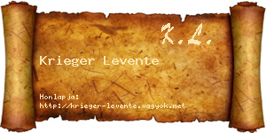 Krieger Levente névjegykártya